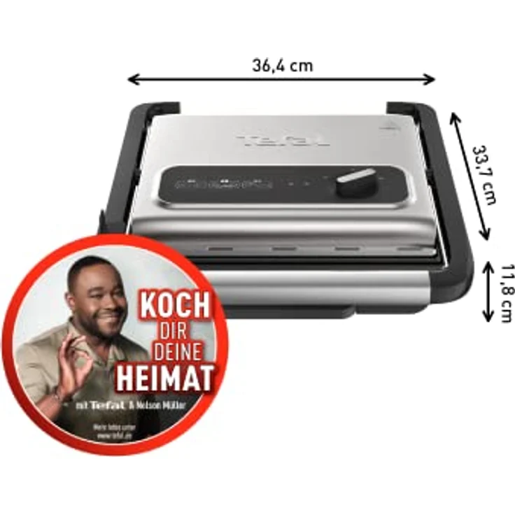 Tefal Kontaktgrill Inicio Adjust GC242D [Elektrogrill - Sandwichtoaster für Panini, Toasts, Steak und mehr, regelbarer Thermostat mit 3 Stufen, antihaftbeschichtete Grillplatten, 2000W, platzsparend] – Bild 2