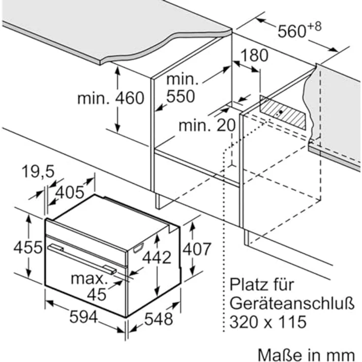BOSCH Einbau-Mikrowelle CMG7241B1, Grill, Heißluft, Ober-/Unterhitze, 45 l, Schwarz – Bild 2