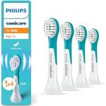 Philips Sonicare For Kids, Original Ersatzbürstenköpfe für Kinder ab 3 Jahren, 4er-Pack, HX6034/90, sanfte Reinigung, speziell für Kinder entwickelt, biobasierter Kunststoff, blau