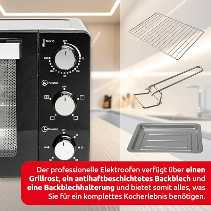 Melchioni Devil 32 32 L 1500 W Nero, Minibackofen mit Umluft-Funktion – Bild 5