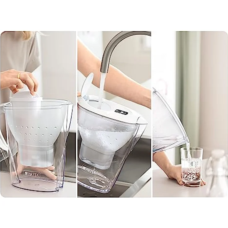 BRITA Marella Wasserfilterkanne Weiß 2,4L - Inklusive 6 MAXTRA PRO Filter - Passt in Kühlschranktür – Bild 3