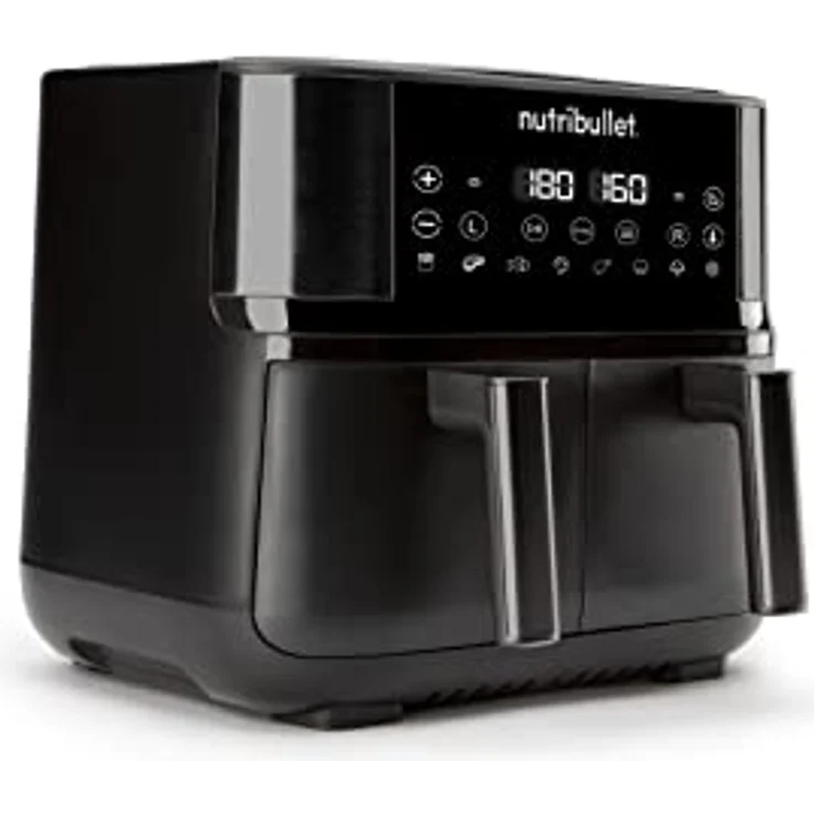 NutriBullet Twin Drawer Air Fryer 8L mit digitaler LED-Touchscreen, 8 Programme, kein Öl, 2850 W, Schwarz, NBA081B – Bild 2
