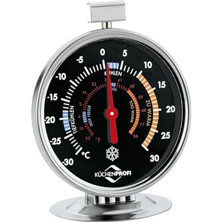 KÜCHENPROFI Gefrier-/Kühlschrank-Thermometer, Edelstahl, schwarz, -30 °C bis +30 °C, auch zum Hängen geeignet – Bild 2