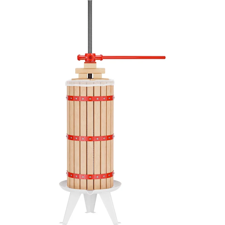 Wiltec 30L Obstpresse aus Buchenholz inkl. Presstuch, manuelle Weinpresse mit 285x581mm Korb, Apfelpresse Fruchtpresse für Obst Wein Maische, robuste (Rot-)Buchenholzkonstruktion