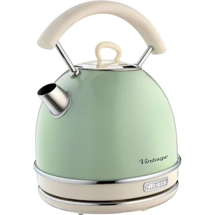 Ariete 2877 Vintage Wasserkocher, 2000 Watt, 1,7 Liter, beige-grün, Rostfreier Stahl, 1.7 liters – Bild 2