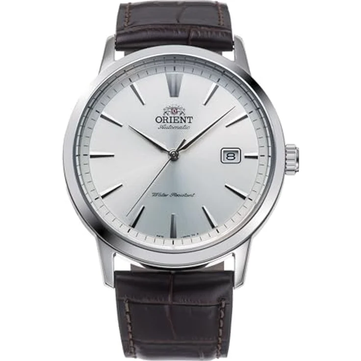 Orient Casual Uhr RA-AC0F07S10B, mechanische Armbanduhr mit 42 mm Edelstahlgehäuse, hellgraues Zifferblatt und braunem Lederarmband – Bild 1