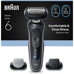 Braun Rasierer Series 6 62-G1650s, Folienrasierer in Grau mit Body Groomer und Barttrimmer, automatische Spannungsanpassung, 60 Minuten Akkulaufzeit, schnelle Ladezeit von 5 Minuten, Reiseetui inklusive