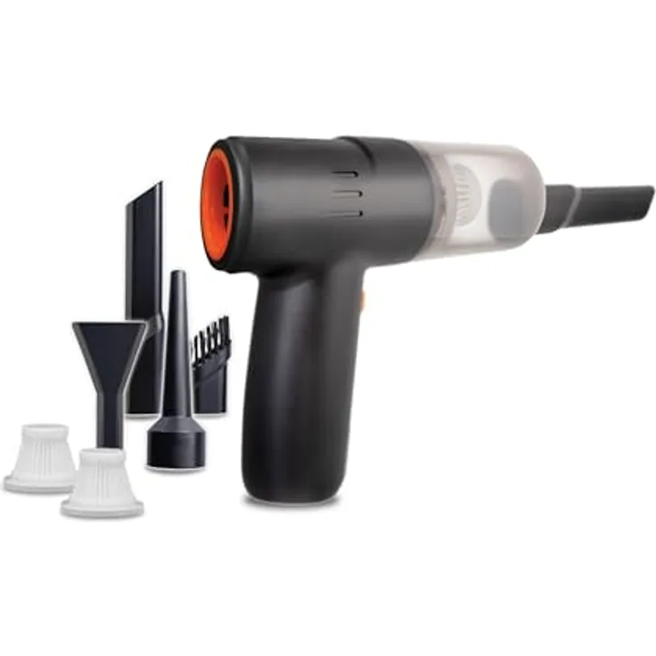 LIVINGTON PocketVac, Akku Handstaubsauger mit Gebläse und Aufsätzen, kabellos, inkl. USB-C Kabel, Aufbewahrungstasche & Filter, ultraleicht und ergonomisch