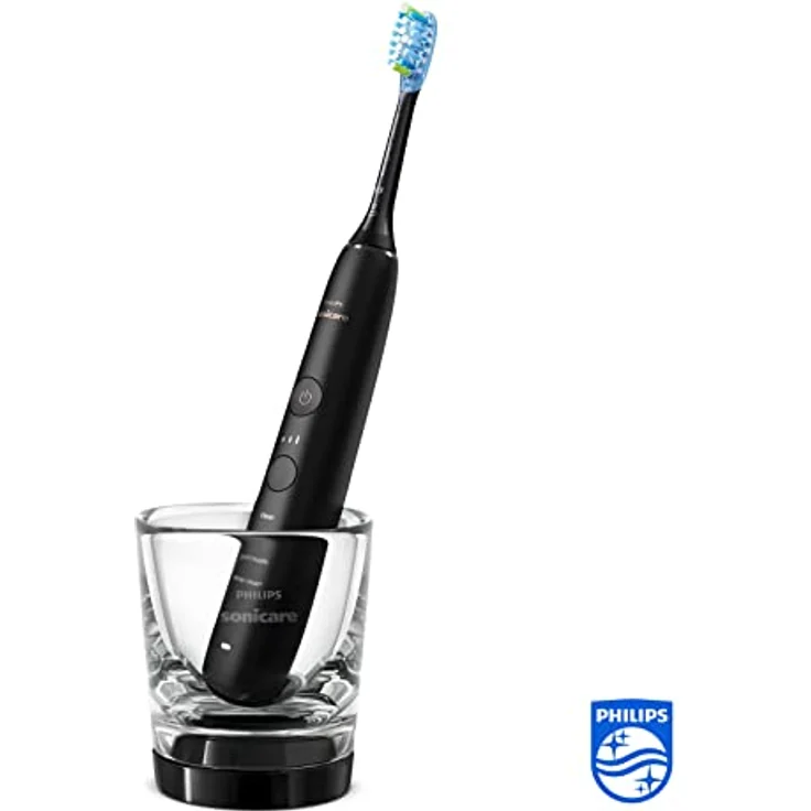 Philips Sonicare DiamondClean 9000 Elektrische Zahnbürste Doppelpack - 2 Schallzahnbürsten, 1 Ladeglas, 4 Premium Bürstenköpfe, neue Generation, schwarz, 2 Handstücke (Modell HX9914/63) – Bild 2
