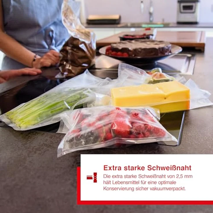 Solis Vakuumierer Vac Prestige, Vakuumiergerät mit Pulse- und Marinierfunktion, Vorteilspack mit kompostierbaren Folien und Beuteln, ideal für Sous Vide, silber – Bild 3