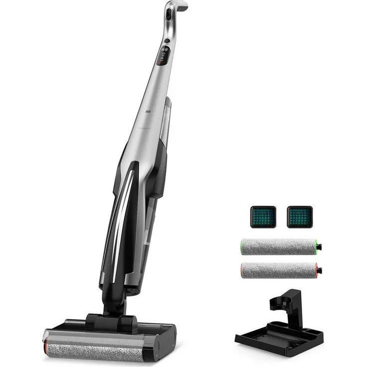 "Deerma Hand- und Stielstaubsauger DEM-VX96W Nass-Trockensauger, 160 W - Innovative randlose Walzenbürste, elektrolytische Wassersterilisation"