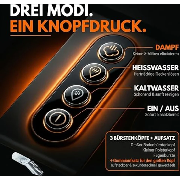 Sommertal HYDRO 9000 MAX, Teppichreinigungsgerät mit 1000W, Dampfsauger und Nasssauger, 20 kPa, 2-Tank-System, umfangreiches Zubehör – Bild 7