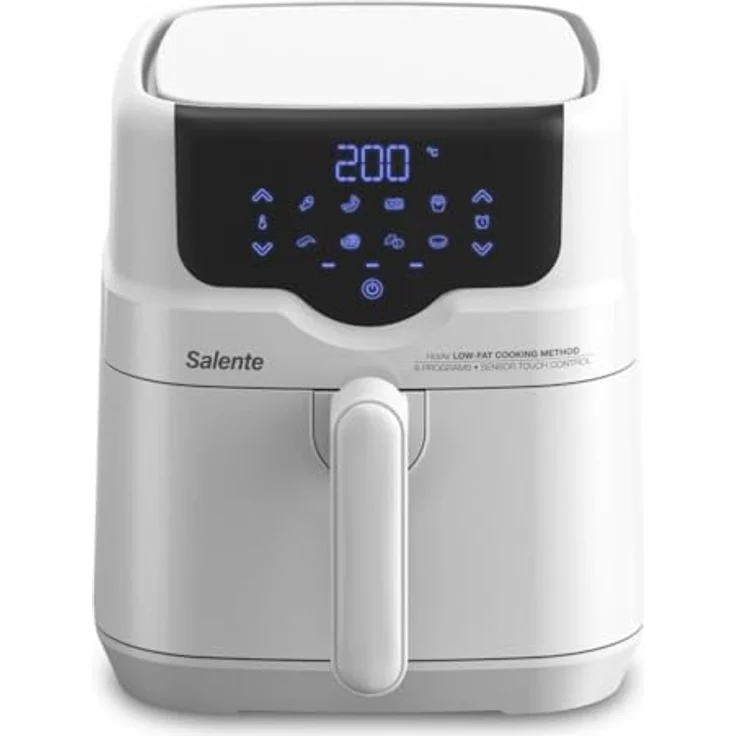 SALENTE Salente HotAir, 2-in-1 Heißluftfritteuse mit Grill, 4,3 l, digitaler LED-Touchscreen, 8 Programme, Timerfunktion, ölfrei, 80-200 °C, weiß – Bild 2