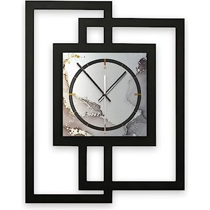 Kreative Feder Designer-Wanduhr „Abstract Water“ in modernem Metallic-Look ohne Tickgeräusche (Funk/Quarz) (Funkuhrwerk)