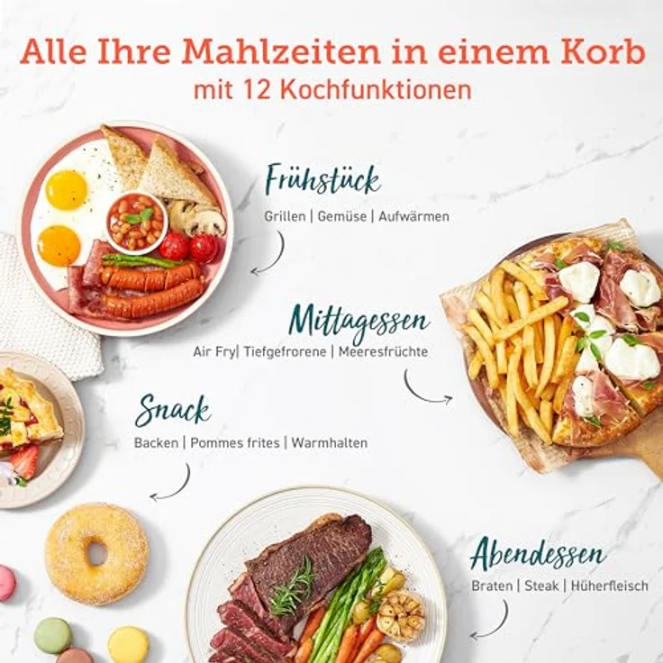 COSORI Heißluftfritteuse XXL, Dual Blaze, 6,4 L(1.8kg) Wifi verbunden, Airfryer mit 12 Multifunktionen, 90+ Online Rezept & Rezeptbuch, Full Touch Screen, 1700W, Weiß – Bild 5