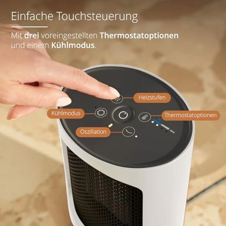 Duux Zone Energiesparender Heizlüfter Leise - Elektrische Heizung mit 1500 Watt, 3 Leistungsstufen, thermostat und 60 Grad horizontaler Schwingung - Weiß – Bild 4