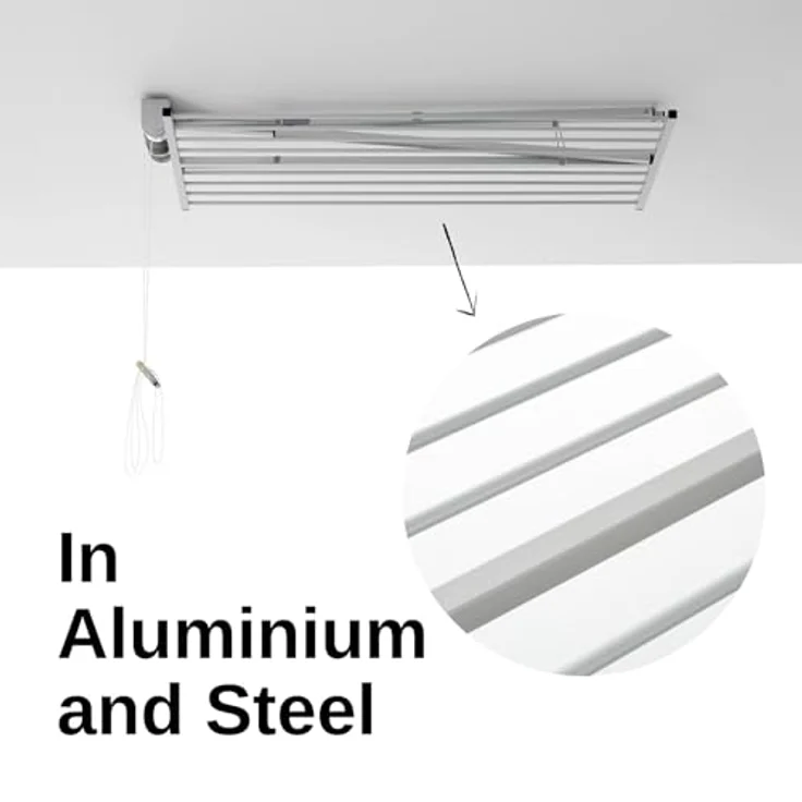 Foxydry Foxydry Mini, Decke-Wäscheständer, zusammenklappbar, Aluminium und Stahl, 152x54x25 cm, Grau, 150 – Bild 3