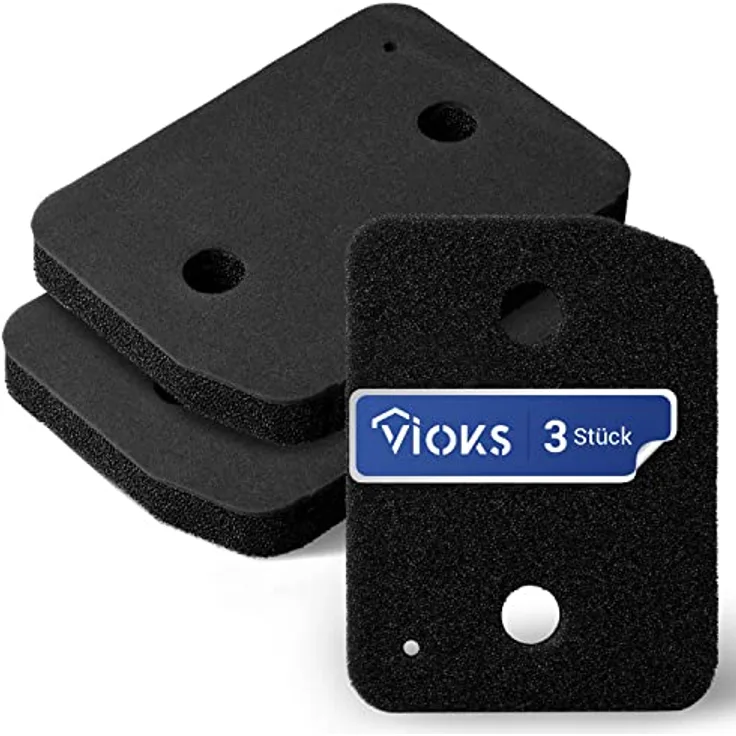 VIOKS Filter Set 3x Schwammfilter, Ersatz für Мiele 9164761, 207x155mm, schwarz, hochqualitativ und langlebig für Trockner Wärmepumpentrockner/Wäschetrockner
