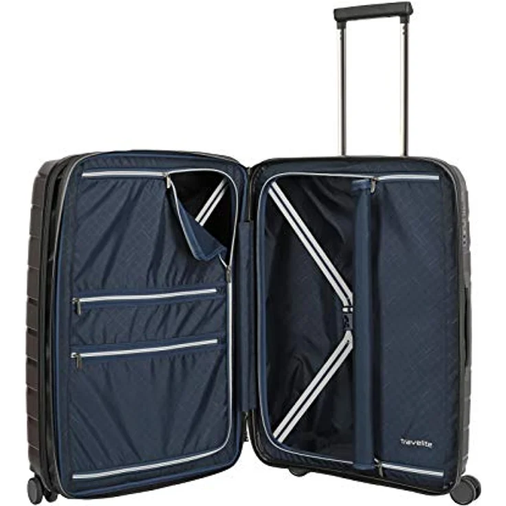 travelite 4-Rad Koffer M mit Dehnfalte + TSA Schloss, Gepäck Serie AIR BASE: Funktionaler Hartschalen Trolley im coolen Look, 075348-04, 67 cm, 71 Liter (erweiterbar auf 82 Liter), anthrazit (grau) – Bild 4