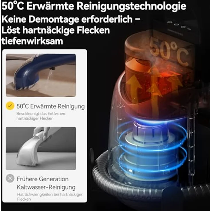 Deerma DEM-BY200 2-in-1 Dampfreiniger und Staubsauger, 900W Leistung, 5 Spezialbürsten - Für Tiefenreinigung von Hartböden und Textilien – Bild 3