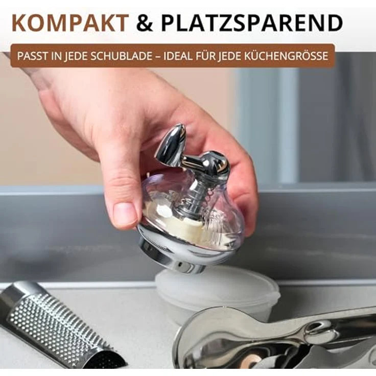 Westmark Muskatmühle mit Vorratsfläche für bis zu 9 Muskatnüsse, Kunststoff-Rostfreier Edelstahl, Silber-Transparent, 69572260 – Bild 10