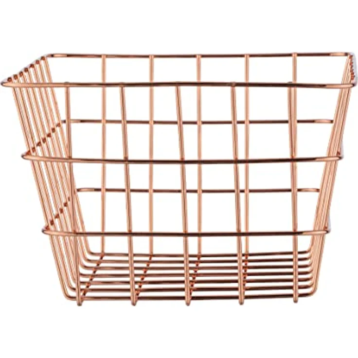 WENKO Badkorb Viana Kupfer, glamouröser Aufbewahrungskorb im angesagten Metall-Look in Kupfer, offenes Drahtdesign, hält Kosmetik, Bürste, Handtücher, etc. griffbereit, aus Metall, 18 x 25 x 12 cm – Bild 2
