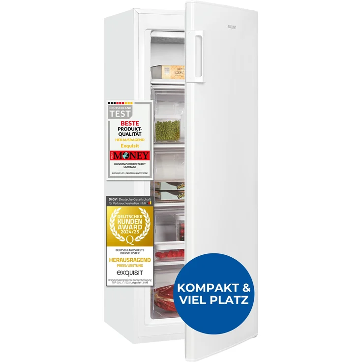Exquisit Gefrierschrank GS5230-H-040E, 168 Liter, 4-Sterne, Temperaturregelung, 40 dB, weiß
