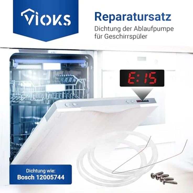 VIOKS Montagezubehör Geschirrspüler »Doppel Dichtung Set für Pumpentopf wie Bosch 12005744« (Set, 1 Stück, 2xDichtung, 1xDraht, 4xSchrauben), 182mmØ für Geschirrspüler – Bild 3