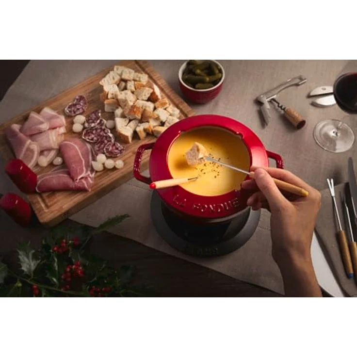 Staub Fondueset, Induktionsgeeignet, Gusseisen, Kirschrot, 20 cm Durchmesser – Bild 5