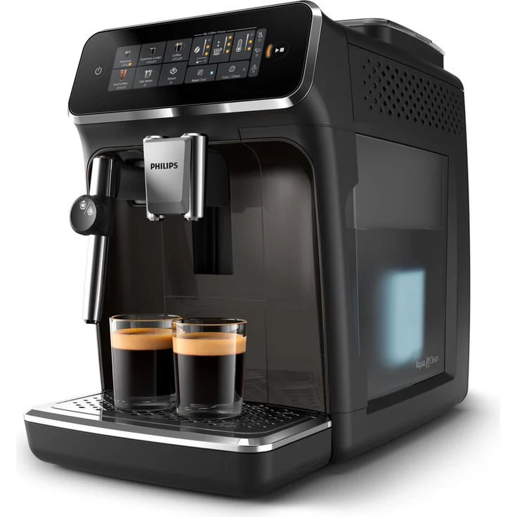 Philips COFFEE MACHINE EP3324/40, Kaffeevollautomat mit klassischem Milchaufschäumer, schwarz, 5 Getränkevarianten