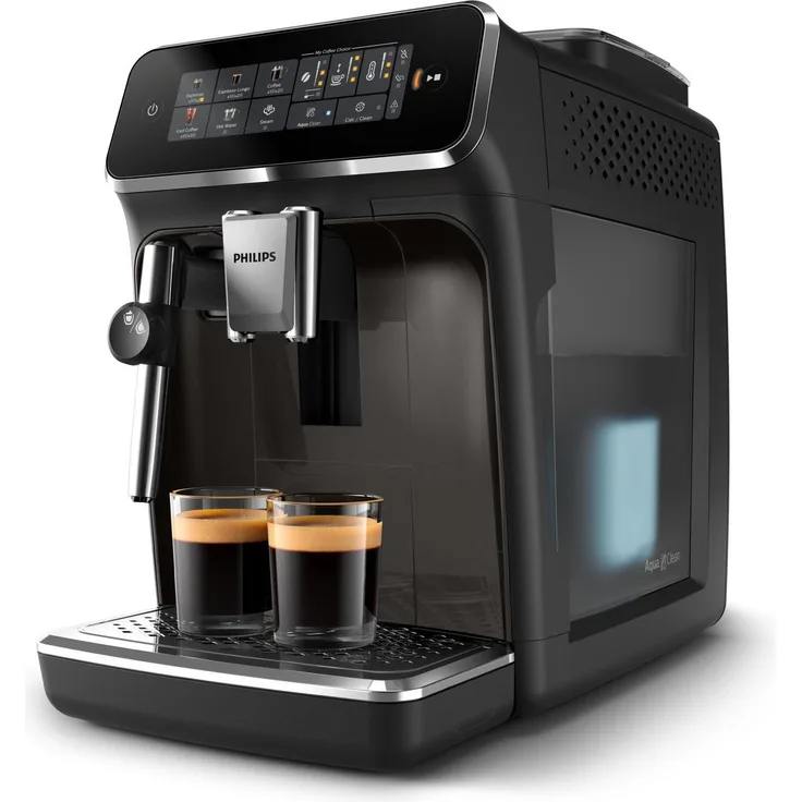Philips COFFEE MACHINE EP3324/40, Kaffeevollautomat mit klassischem Milchaufschäumer, schwarz, 5 Getränkevarianten