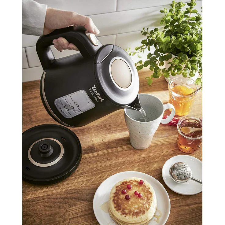 Tefal KI533811 Includeo Wasserkocher, 1 Liter, Anti-Rutsch-Griff | einfach abzulesende Wasserstandsanzeige, 360°-Drehsockel, herausnehmbarer Filter, schwarz, kupfer – Bild 8
