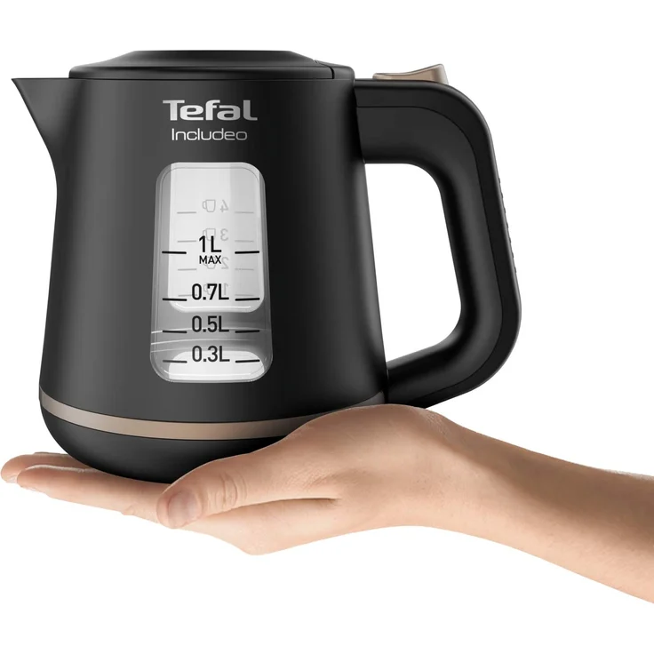 Tefal KI533811 Includeo Wasserkocher, 1 Liter, Anti-Rutsch-Griff | einfach abzulesende Wasserstandsanzeige, 360°-Drehsockel, herausnehmbarer Filter, schwarz, kupfer – Bild 6