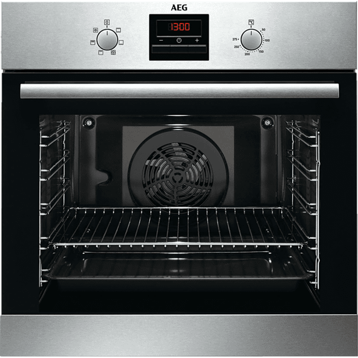 AEG BES33101ZM Einbaubackofen, Energieeffizienzklasse A, Einbaugerät, elektrisch, Volumen 72 l, Longclean-Emaille, SafteToTouch Türverglasung, Antifingerprints, edelstahl
