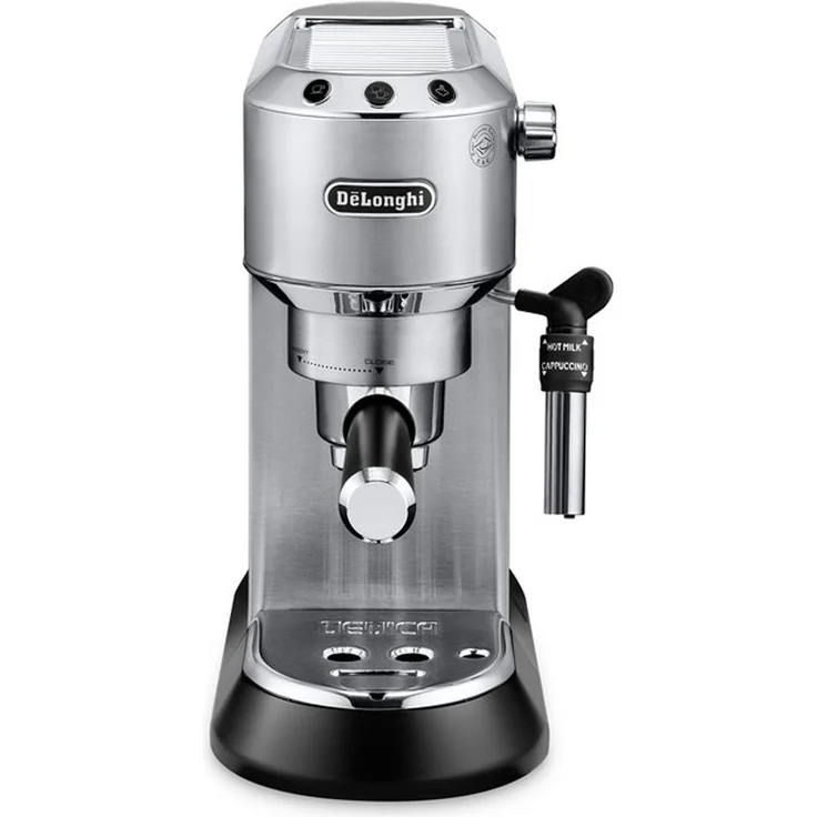 De'Longhi Dedica Style EC 685.M Espresso Siebträgermaschine, Espressomaschine mit Professioneller Milchschaumdüse, nur 15 cm breit, 1 Liter Wassertank, Vollmetallgehäuse, E.S.E Pads geeignet, silber – Bild 1