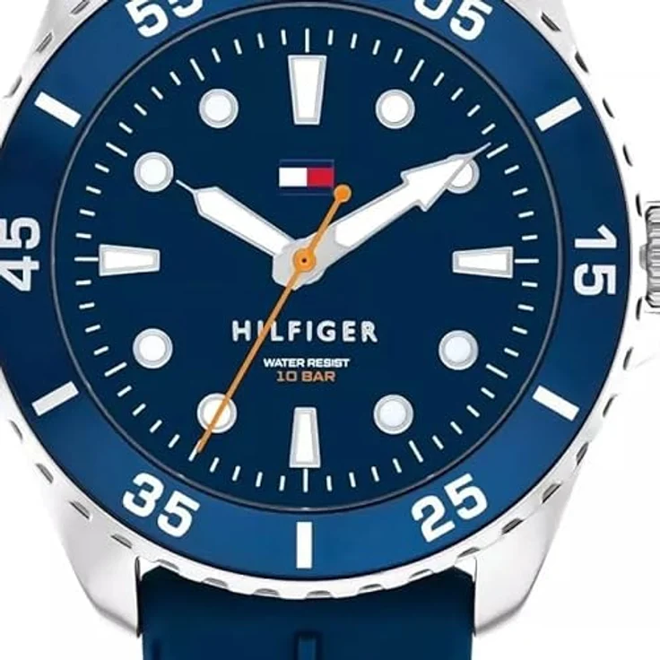 Tommy Hilfiger Quarzuhr KIDS 1720047, Armbanduhr für Mädchen und Jungen, analog, blau, silberfarben, wasserdicht bis 10 bar, Edelstahl-Gehäuse, Silikon-Armband – Bild 3