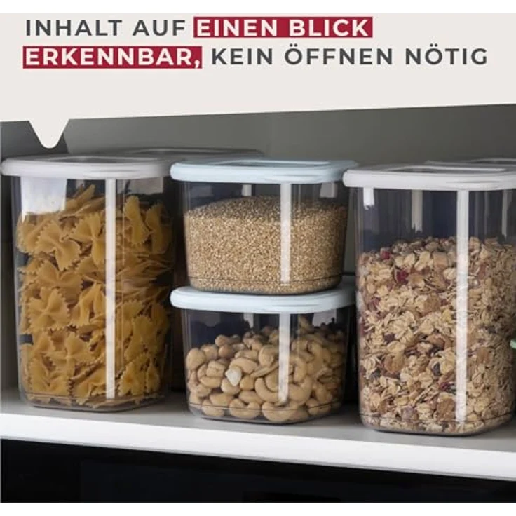 FACKELMANN Vorratsdose eckig 1200ml – Transparent mit hellem beigem Deckel, Spülmaschinenfest & Robust für Meal Prep – Bild 4