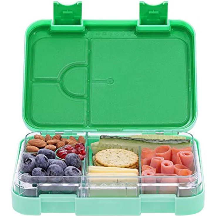 Navaris Lunchbox, Kunststoff, (1-tlg), Bento Box Brotdose Vesperbox - auslaufsicher mit variablen Fächern - herausnehmbare Innenschale - für Jungs und Mädchen, grün – Bild 9