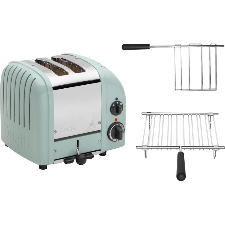 Dualit Classic Toaster Paket 2, 2er Toaster mit Brötchenaufsatz und Sandwichzange, Eukalyptus