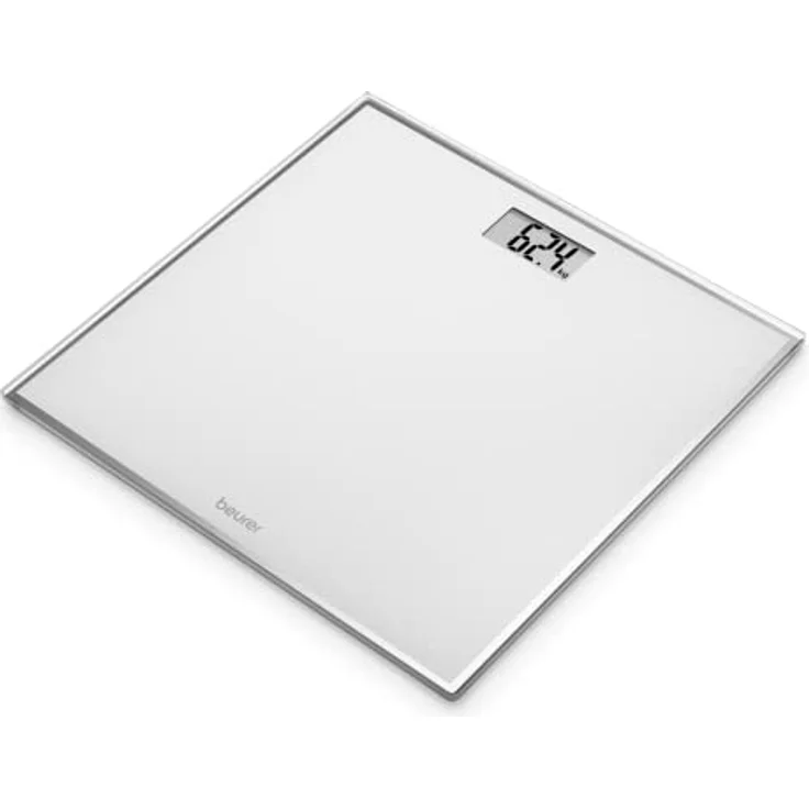 Beurer GS 120 Kompakt Glaswaage mit elegantem Spiegeleffekt in platzsparendem Kompaktformat, 27 x 26 cm, gut lesbare LCD-Anzeige, Ziffernhöhe 22 mm, flache Digitalwaage, Tragkraft bis 150 kg – Bild 1