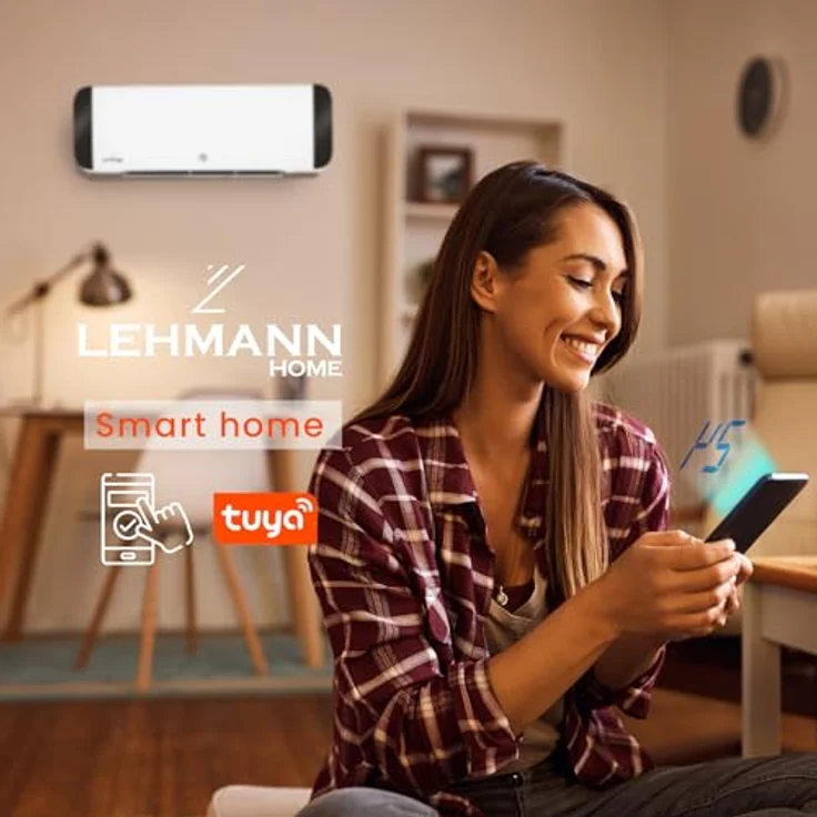 Lehmann LHOHH-2013A Wandheizlüfter mit 2 Leistungsstufen 1000/2000 W | Wi-Fi, Fernbedienung, LED-Display | Timer und Oszillation (Weiß) – Bild 2