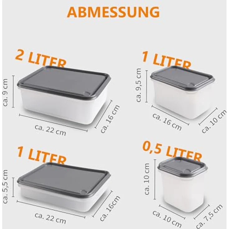 PROhome Frischhaltedosen 5er Set - BPA-frei, Lebensmittelecht, Stapelbar, Spülmaschinengeeignet, transparent – Bild 4