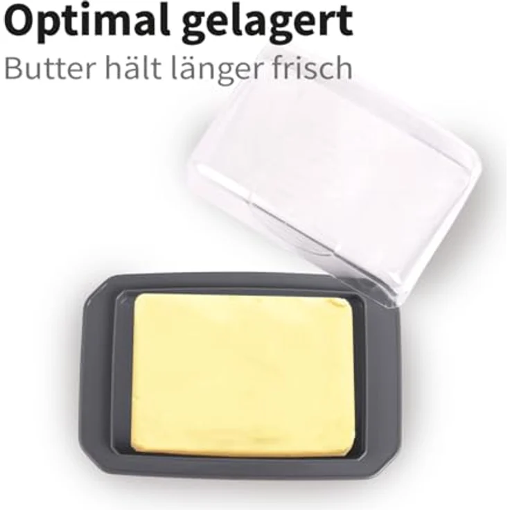 Pro Home Dekorative Butterdose - Transparent mit Deckel - Butterbox, spülmaschinenfest - BPA Frei Kunststoff - Butterschale für 250g Butter - Anthrazit – Bild 5