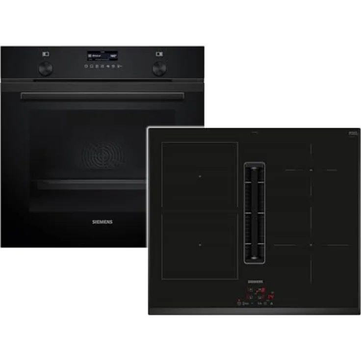 Siemens PQ526EA6BZ Set Pyrolyse Backofen HB279GBB3, 14 Backofenfunktionen, Induktionskochfeldabzug ED651BS16E, Deep Black Inox