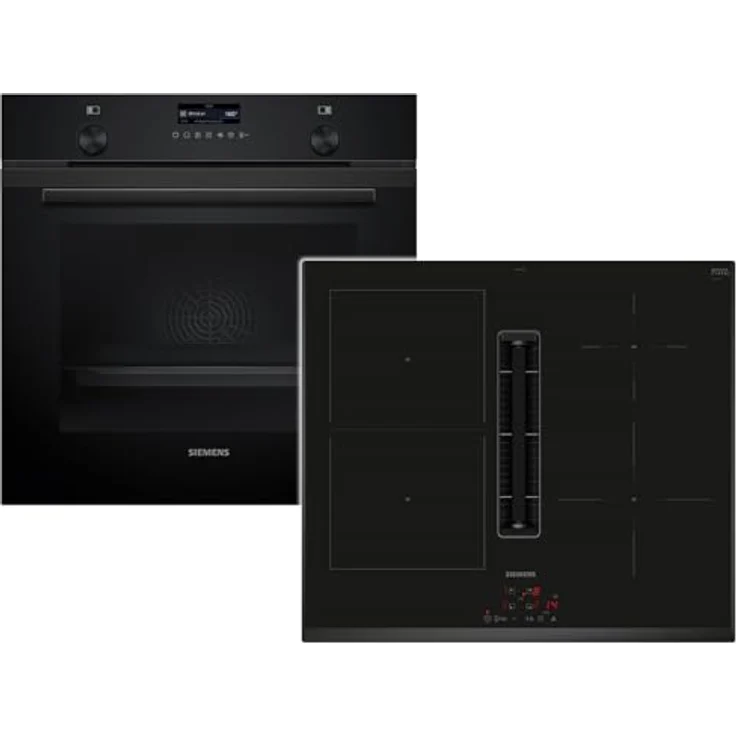 Siemens PQ526EA6BZ Set Pyrolyse Backofen HB279GBB3, 14 Backofenfunktionen, Induktionskochfeldabzug ED651BS16E, Deep Black Inox – Bild 1