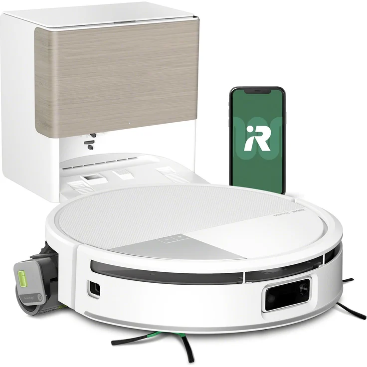 iRobot Roomba Max 705 Combo, Staubsauger Roboter mit AutoWash Dock, PowerSpin Wischrolle und ClearView Pro LiDAR, Weiss