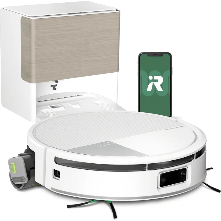 iRobot Roomba Max 705 Combo, Staubsauger Roboter mit AutoWash Dock, PowerSpin Wischrolle und ClearView Pro LiDAR, Weiss