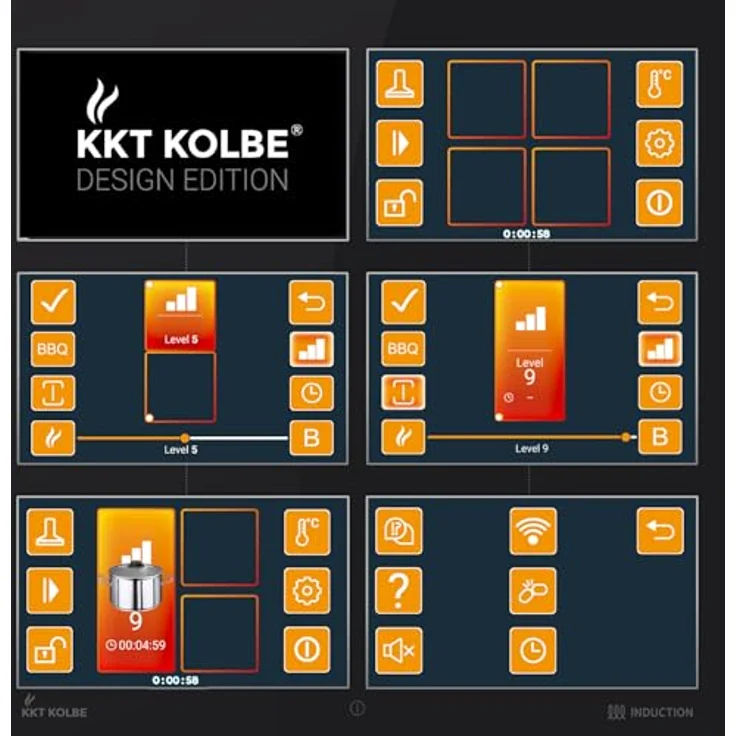 KKT KOLBE IND5905TFT Induktionskochfeld 60 cm Autark, 7,2 kW, 4 Zonen, 2 Flexzonen, TFT-Touchdisplay, Rahmenlos, Schnellaufheizung, BBQ-Funktion – Bild 5