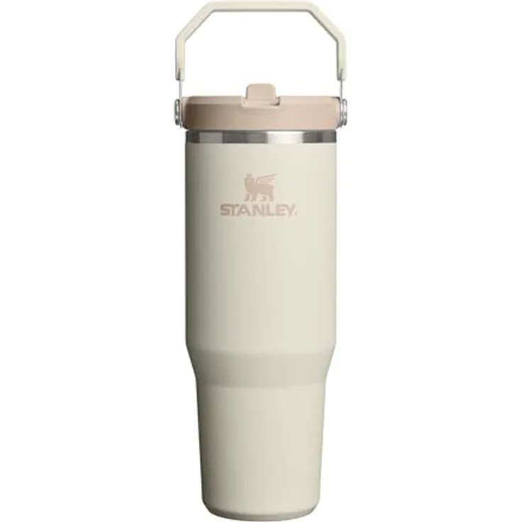 STANLEY 1913 Flip Straw Tumbler, 0.89L Thermosflasche mit Strohhalm, hält 12+ Stunden kalt, spülmaschinenfest, BPA-frei, Cream