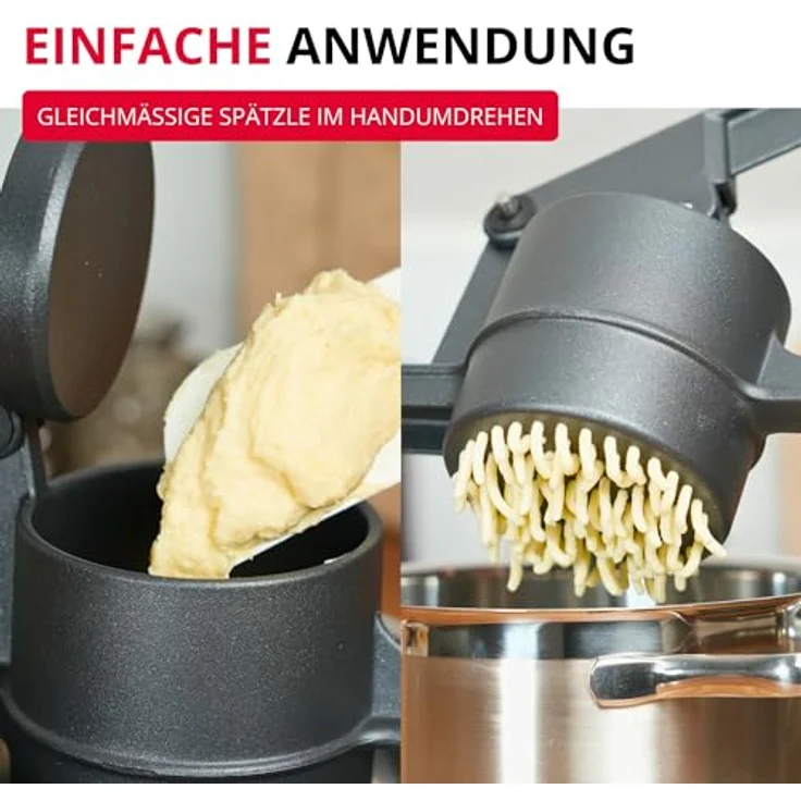 WESTMARK Spätzlepress, Kartoffelpresse mit rundem Loch, 250 ml Füllvolumen, Anthrazit – Bild 5